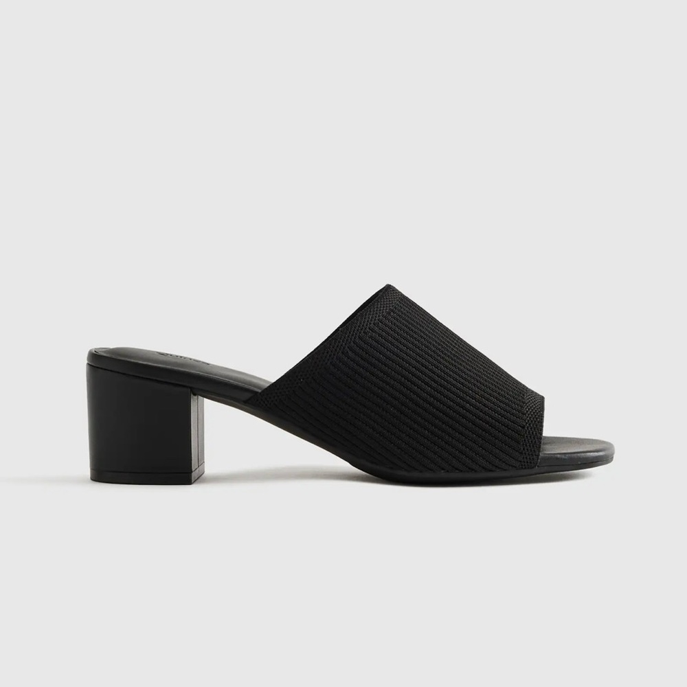 Quince Italian Leather & Eco Knit Heeled Mule (8, black)